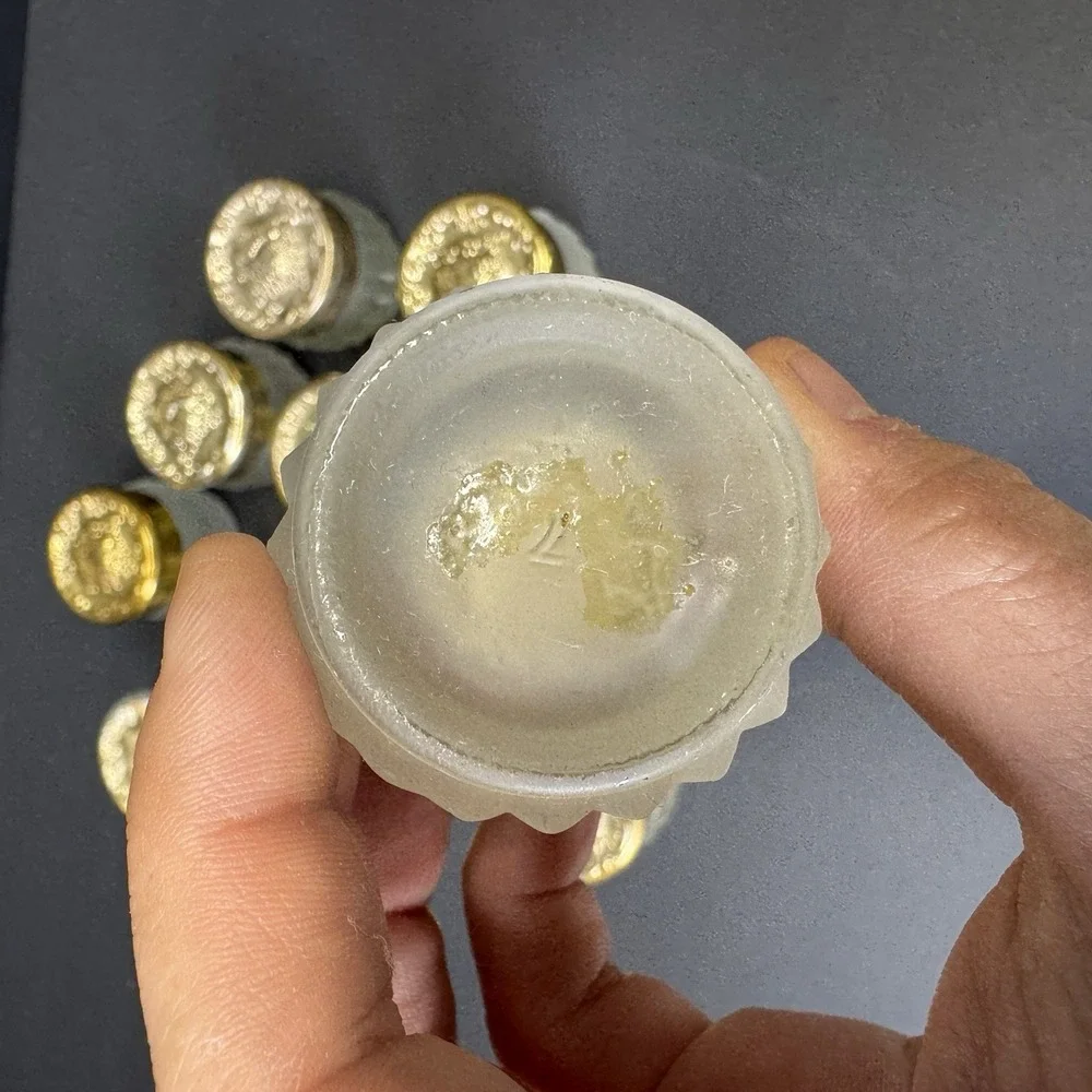 VTG 1970's Estee Lauder Re-Nutriv Sheer Shell Frosted Jar Gold Top Lot Empty SM
